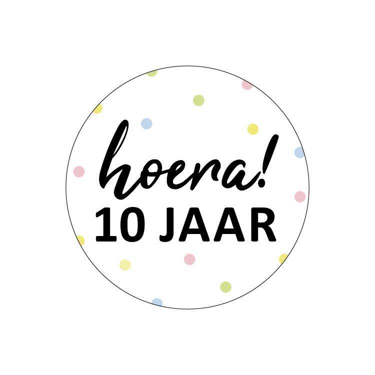Sluitstickers Hoera 1-10 Jaar gekleurde stippen - Afbeelding 10