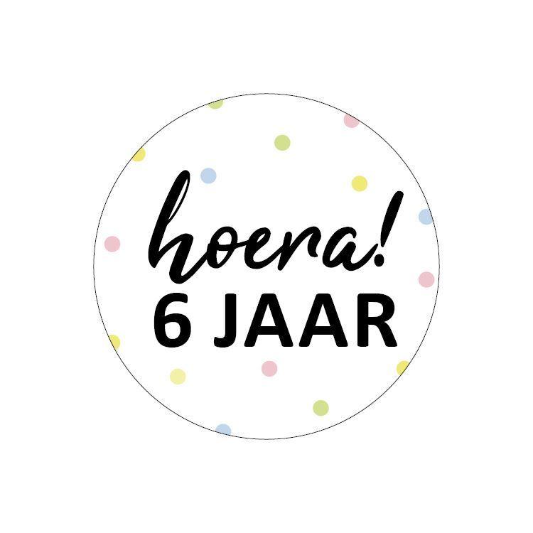 Sluitsticker hoera 6 jaar