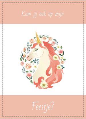 Uitnodiging Kinderfeestje Unicorn 10x