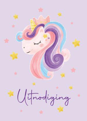 Uitnodiging Kinderfeestje Unicorn 10x