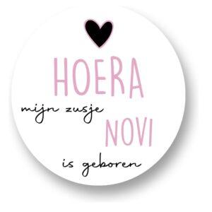 Hoera mijn zusje "naam" Sluitstickers
