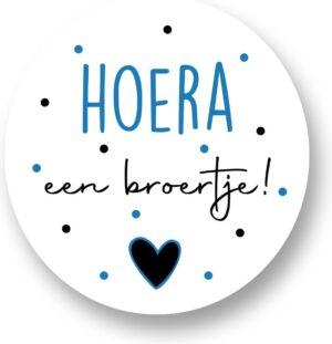 Hoera een broertje stippen Sluitstickers