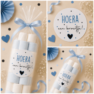 Hoera een broertje stippen Sluitstickers