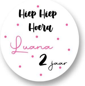 Hiep hoera stippen roze stippen Sluitstickers