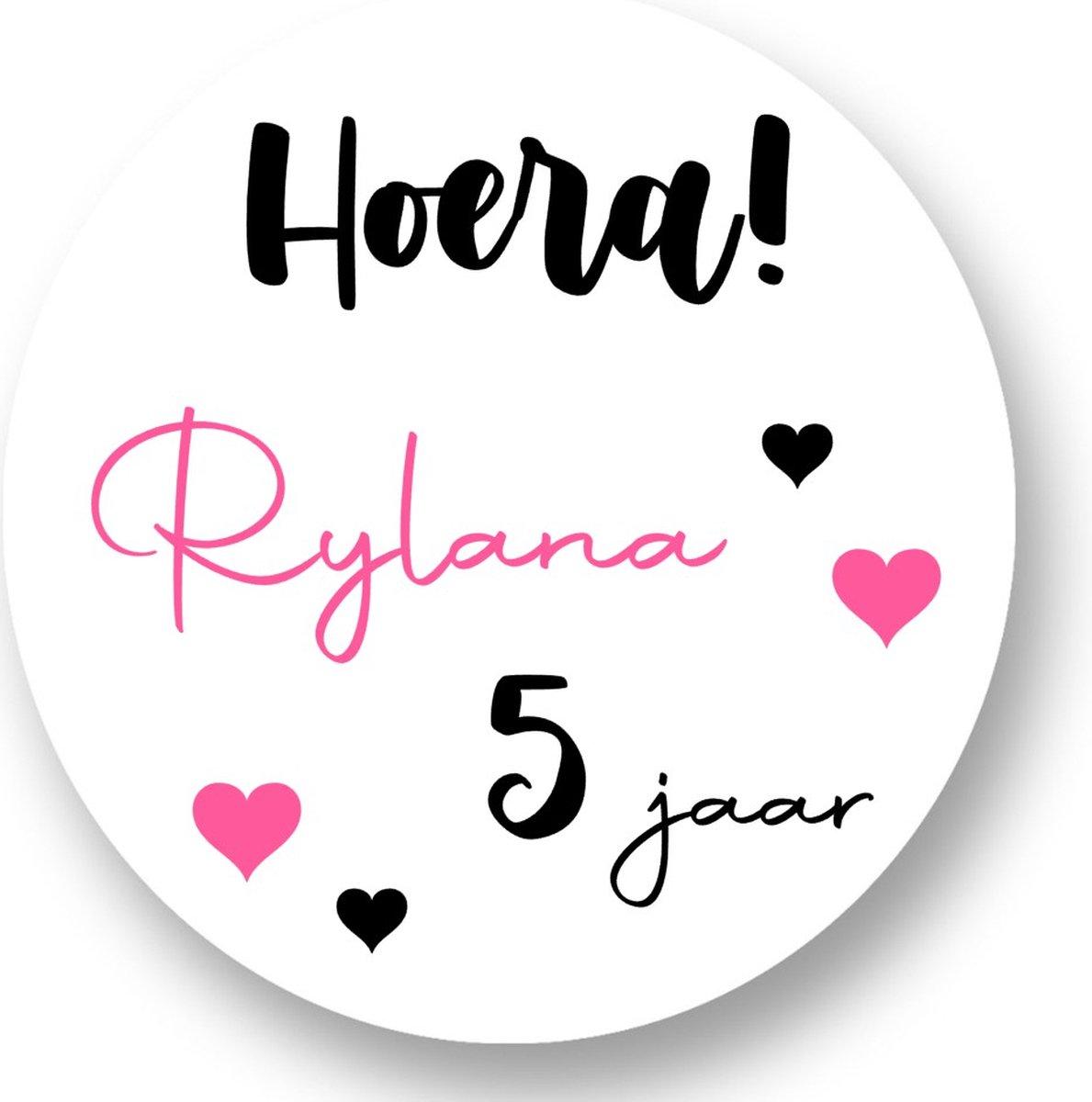 Hoera roze hartjes Sluitstickers