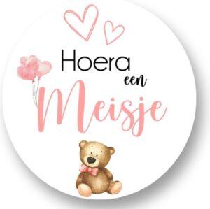 Hoera een meisje beertje Sluitstickers