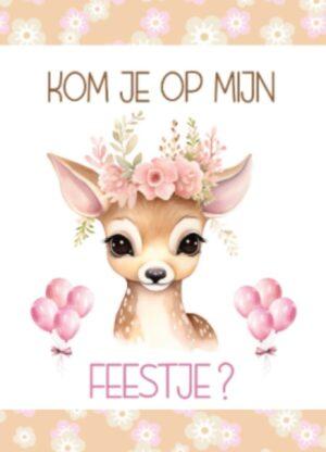 Uitnodiging Kinderfeestje Hertje 10x