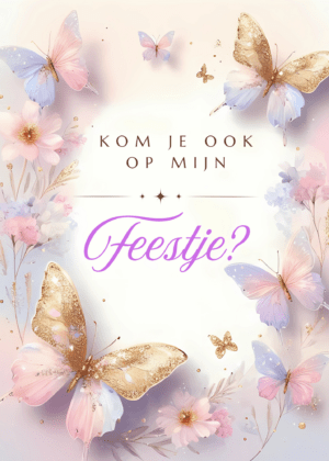 Uitnodiging Kinderfeestje Vlinders 10x