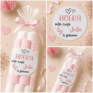 Geboorte Zusje met naam sluitstickers