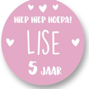 Hiep Hoera Roze naam Sluitstickers
