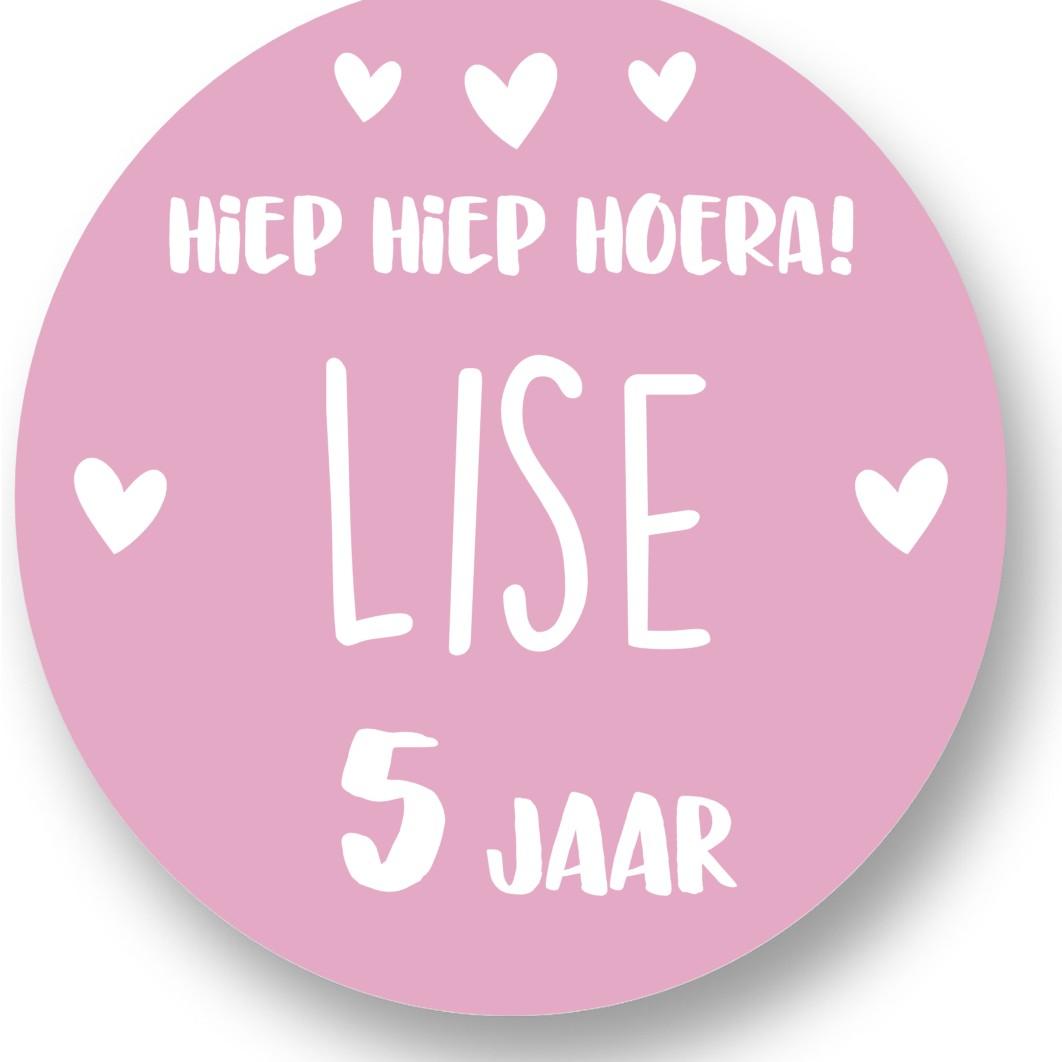 Hiep Hoera Roze naam Sluitstickers