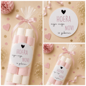 Hoera mijn zusje "naam" Sluitstickers