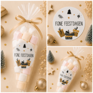 Fijne Feestdagen, pakjes Sluitstickers